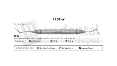 NORDENT - Probe, DE, Goldman Fox -Williams (1-2-3-5-7-8-9-10mm), Medium Round Handle - Medium Round - Diagnostic - # RPGF-W