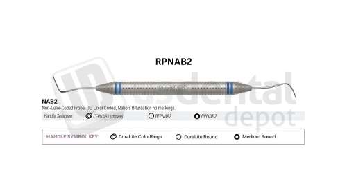 NORDENT - Probe, DE, Nabors Bifurcation (3-6-9-12mm), Medium Round Handle - Medium Round - Diagnostic - # RPNAB2