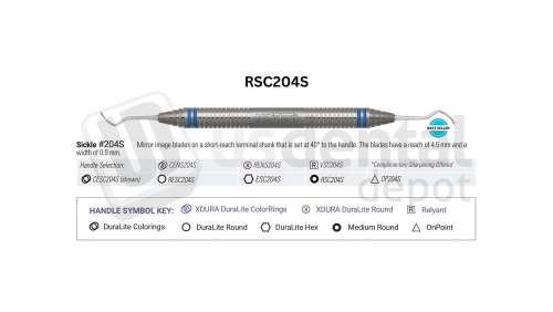 NORDENT - Classic, Scaler, DE, Posterior Sickle #204S, Medium Round Handle - Medium Round - Hygiene - # RSC204S