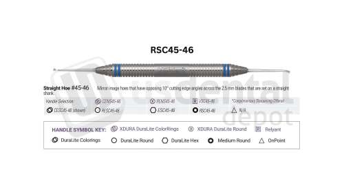 NORDENT - Classic, Scaler, DE, Anterior Straight Hoe #45-46, Medium Round Handle - Medium Round - Hygiene - # RSC45-46