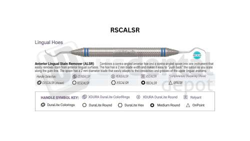 NORDENT - Classic, Scaler, DE, Anterior Lingual Stain Remover, Medium Round Handle - Medium Round - Hygiene - # RSCALSR