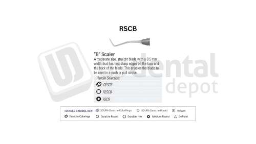 NORDENT - Classic, Scaler, SE, Anterior Scaler #B, Medium Round Handle - Medium Round - Hygiene - # RSCB