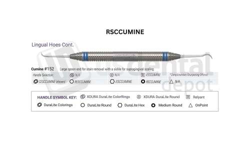 NORDENT - Classic, Scaler, DE, Anterior Cumine #152, Medium Round Handle - Medium Round - Hygiene - # RSCCUMINE