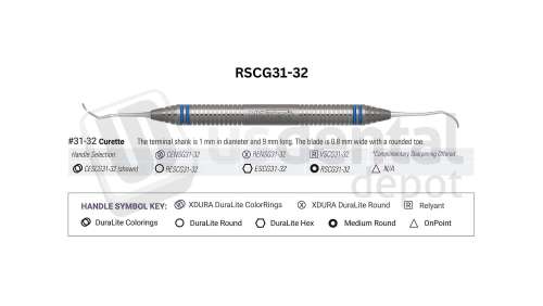 NORDENT - Classic, Curette, DE, Goldman #31-32, Medium Round Handle - Medium Round - Hygiene - # RSCG31-32