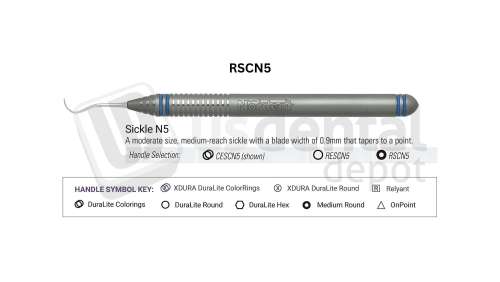 NORDENT - Classic, Scaler, SE, Anterior Sickle N5 (H5), Medium Round Handle - Medium Round - Hygiene - # RSCN5