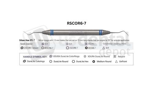 NORDENT - Classic, Scaler, DE, Anterior Hoe Orban #6-7, Medium Round Handle - Medium Round - Hygiene - # RSCOR6-7