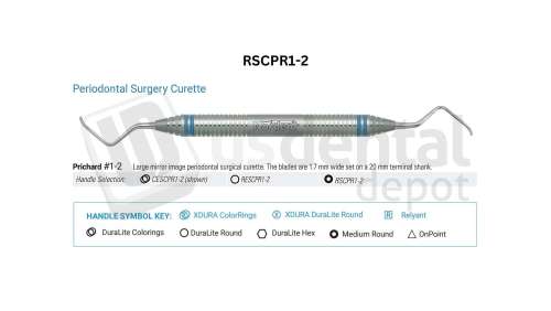 NORDENT - Classic, Periodontal Curette, DE, Prichard #1-2, Medium Round Handle - Medium Round - Surgical - # RSCPR1-2