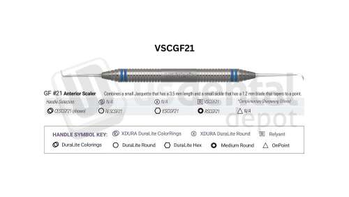 NORDENT - Relyant, Scaler, DE, Anterior Jaquette/Sickle Goldman Fox #21, Relyant #6 Handle - Relyant #6 - Hygiene - # VSCGF21