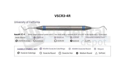 NORDENT - Relyant, Curette, DE, University of California Ratcliff #3-4, Relyant #6 Handle - Relyant #6 - Hygiene - # VSCR3-4R