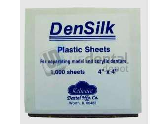 RELIANCE - DENSILK Plastic Sheets 4 x 4. For separating model and acrylic denture Pack of 1000 # 3121