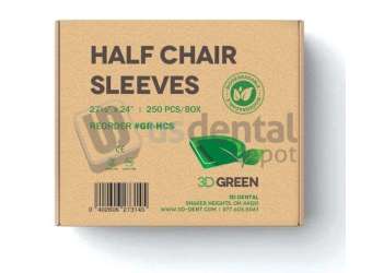 3D-DENTAL - 3D GREEN - Chair Sleeves Half Biodegradable 27.5X24 225/Roll - #   # 