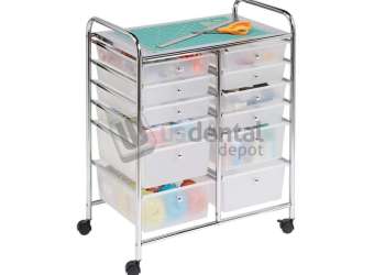 SIMPLE Procedure rolling Cart CLEAR - 12 Clear Plastic Drawers , different heights     #1PRO34-1 - Tilt Bins  # 1PRO34-6