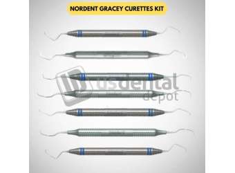 NORDENT #1 to #14 Double End Gracey Curette with DuraLite Round Handle KIT  7 DOUBLE CURETTES  -