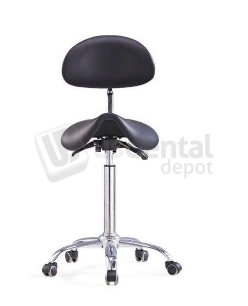 FLIGHT DENTAL - Flight Saddle Stool complete  with Backrest *(Single Saddle) Black ONLY - # FSSAD-605