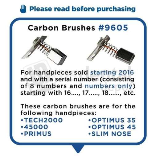 RAM Products INC - Square Carbon Brushes for Tech 2000 / 45000 / Optimus / Slim Nose Handpieces - # 9605