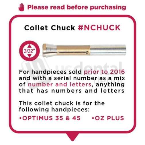 RAM Products INC - 3/32" Collet for Optimus/OZ Plus Handpieces – Old Style - # NCHUCK