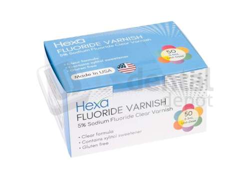 HEXA -  Hexa Varnish, 5% Sodium Fluoride Varnish Bubblegum Flavor. 5ml , 50pk  - # HV-3001