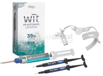 FGM - WĪT HP AUTOMIXX 35% 3-Patients BUNDLE  KIT - 1 Automix Syringe 5gr  + 2 Gum Protection Syringes + Medium size  Cheeck Retractor ARCFLEX  -   Whitening Hydrogen Peroxide IN-Office  4000023570