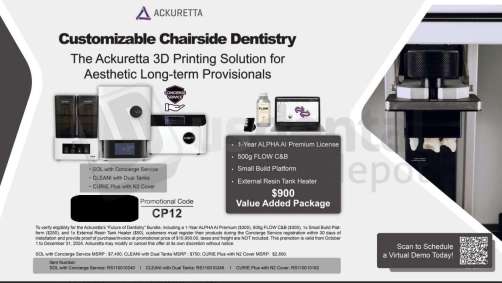 ACKURETTA - SOL LCD 3D Dental Printer BUNDLE  "CP12"  SOL w/ Concierge Serv.  #RS110010240 + Cleani 2 tanks RS110010246  + Curie Plus w/ N2 Cover  RS110010162  - 110v ( plus additional 1 year ALPHA AI Prem License + 500g Flow C&B + SM buil platf  + Extern al Res Tnk Heater )