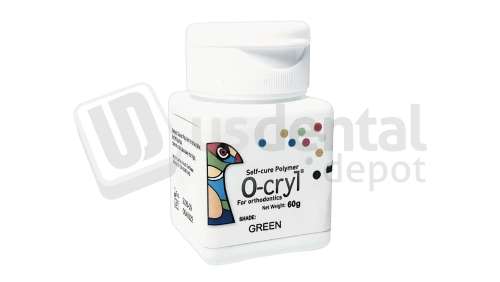 NEW STETIC - O-CRYL Ortho polymer Crystal GREEN 60gr - self curing acrylic powder - ortho-cryl - ORTHOCRYL