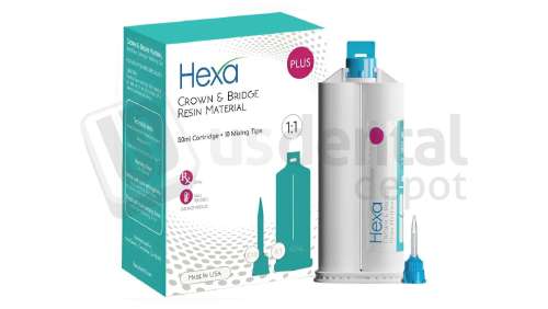 HEXA -  Temporary Crown & Bridge Material BLEACH - 1:1 Ratio 50ml, GERMAN MADE,  1 Cartridge+10Mixing Tips,  A3