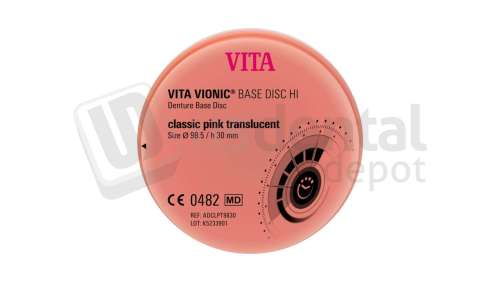 VITA - VITA VIONIC® BASE DISC HI classic pink translucent ø98.5xh30mm - CAD/CAM - VIONIC BASE HI - # ADCLPT9830