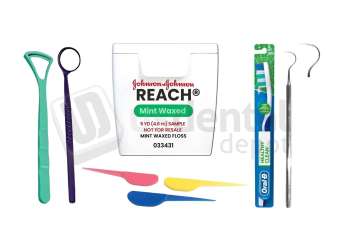 ECCO - Compact Personal Oral Care Kit - Tooth brush (1) - Dental mirror (1) - Dental floss ( 5yrds) - Tongue cleaner (1)  - InterDental picks (3) - Small explorer (1) - Carrying bag (1)