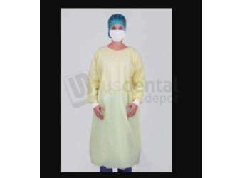 3D-DENTAL - MEDLINE Isolation Gowns Elastic Cuff 50pk  YELLOW  - CPE  One Size Fits All  #   #CRI4000