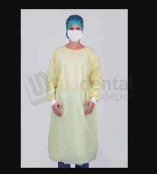 3D-DENTAL - MEDLINE Isolation Gowns Elastic Cuff 50pk  YELLOW  - CPE  One Size Fits All  #   #CRI4000