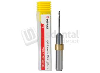 DEPRAG -  T4 -ZIRCONIA DC Ø1.5mm Flat Head 6mm S 50 L - Cad/Cam burs # Z*D1.5*20*6D*50L ( 500-600 units )