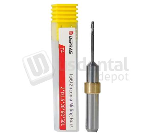 DEPRAG -  T4 -ZIRCONIA DC &Oslash;1.5mm Flat Head 6mm S 50 L - Cad/Cam burs # Z*D1.5*20*6D*50L ( 500-600 units )