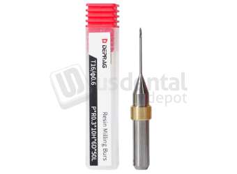 DEPRAG - RESIN DLC Ø0.6mm Ball Head 6mm S 50 L - Cad/Cam burs # P*R0.3*10H*6D*50L