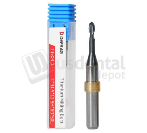 DEPRAG - T1 - TITANIUM &Oslash;3.0mm Ball Head 6mm S 50 L - Cad/Cam burs # T*R1.5*12.5H*6D*50L  ( 900 mins )
