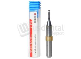DEPRAG - T3 - TITANIUM Ø1.5mm Ball Head 6mm S 50 L - Cad/Cam burs # T*R0.75*8H*6D*50L  ( 900 mins )
