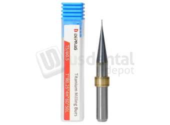DEPRAG - T5 - TITANIUM Ø0.5mm Ball Head 6mm S 50 L - Cad/Cam burs # T*R0.25*4H*6D*50L  ( 900 mins )