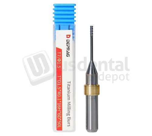 DEPRAG - T7 - TITANIUM Bull Mill &Oslash;1.5mm 6mm S 50 L - Cad/Cam burs # T*D1.5*R0.1*16H*6D*50L  ( 900 mins )