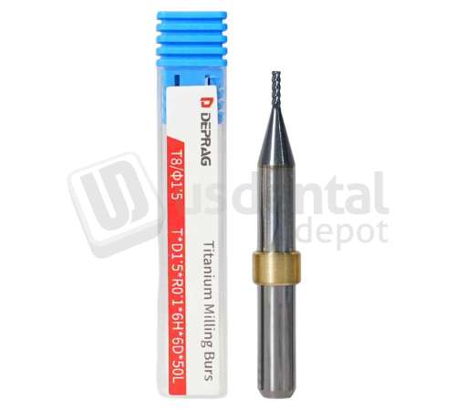 DEPRAG - T8 - TITANIUM Bull Mill &Oslash;1.5mm 6mm S 50 L - Cad/Cam burs # T*D1.5*R0.1*6H*6D*50L  ( 900 mins )