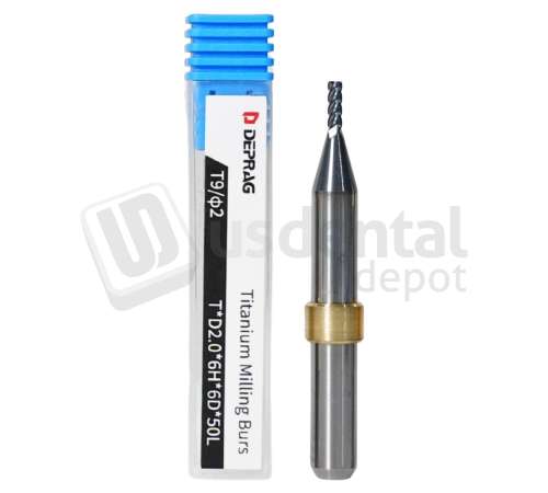 DEPRAG - T9 - TITANIUM Flatbed &Oslash;2.0mm 6mm S 50 L - Cad/Cam burs # T*D2.0*6H*6D*50L  ( 900 mins )