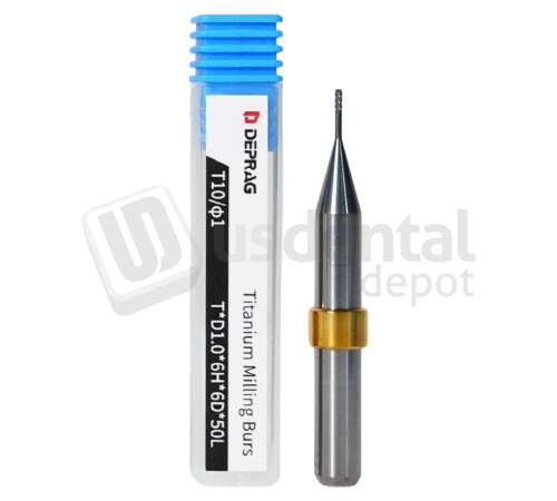 DEPRAG - T10 - TITANIUM Flatbed &Oslash;1.0mm 6mm S 50 L - Cad/Cam burs # T*D1.0*6H*6D*50L  ( 900 mins )