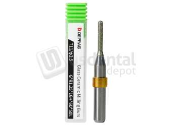 DEPRAG - T11 -  GLASS CERAMIC Ø2.5mm Ball Head 6mm S 50 L - Cad/Cam burs # G*R1.25*16H*6D*50L ( 30-40 units )