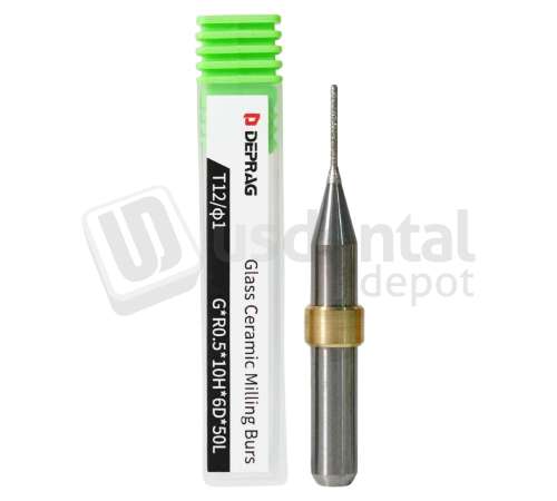 DEPRAG - T12 - GLASS CERAMIC &Oslash;1.0mm Ball Head 6mm S 50 L - Cad/Cam burs # G*R0.5*10H*6D*50L ( 30-40 units )