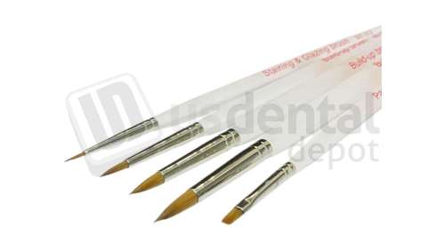 BESQUAL - Natural Brush 5pc/Set - Translucent Stick Handle with a Chisel Carver End - # 290-100