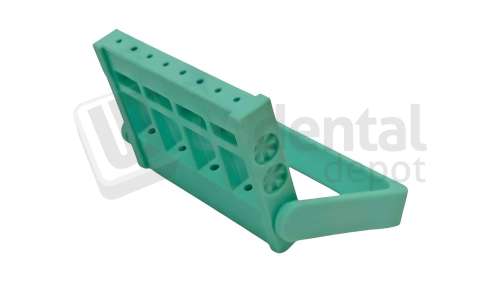 BESQUAL - Bur Block // IT-Driver Stand - Holds 8x 2.35mm or 8x
1.60mm Shank Carbide Burs with rotation kick stand - Green - # 305-788