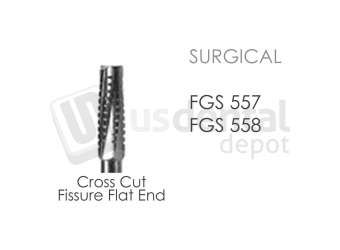 BESQUAL - FG Surgical Carbide #557 Cross Cut Fissure Flat End - # 309-0557