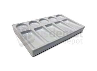 BESQUAL - Ceramic Staining Tray 7.5 x 4 3/8 x 7/8 inches with 10 Slots - # 507-805