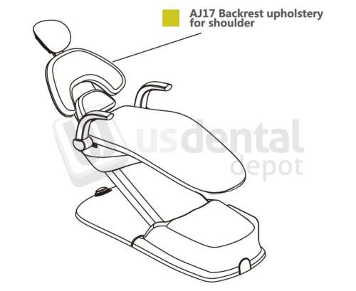 ADS Dental Systems - AJ17 Backrest for shoulder  Color U12 Lemon Yellow Upholstery - # 8020893