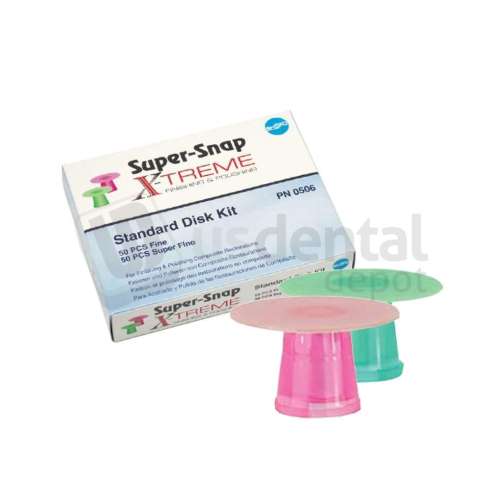 SHOFU -  SUPER-SNAP-X-TREME   Two-step composite polishing kit: 50 Green (Fine) + 50 Red (Super Fine) X‑Treme disks, Standard 12 mm. - # 0506