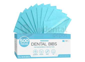 NUCARE - PREMIUM PATIENT BIBS 3-Ply Waterproof 13 x 18 (500pk /box) Colors: 2-BLUE-( 1px per case ) #BIB-2 - # 990151