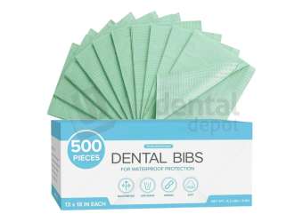 NUCARE - PREMIUM PATIENT BIBS 3-Ply Waterproof 13 x 18 (500pk /box) Colors: 4-GREEN ( 1px per case ) #BIB-4 - # 990153