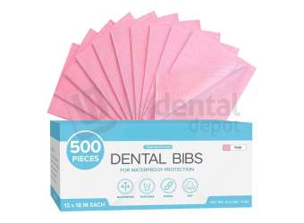 NUCARE - PREMIUM PATIENT BIBS 3-Ply Waterproof 13 x 18 (500pk /box) Colors: 4-PINK ( 1px per case ) #BIB-6 - # 990152